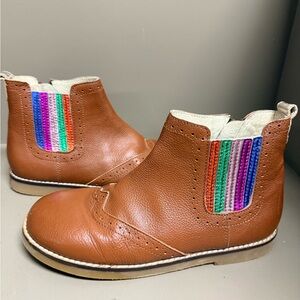 Mini Boden Girls' Brown & Rainbow 🌈 Chelsea Boots Girls EU SIZE 35, Us Size 5